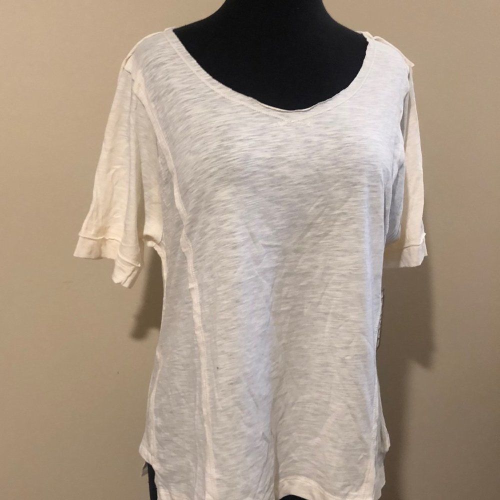 And they Why Ivory Vintage Slub Basic T Shirt  5175  Small  NWT Boutique